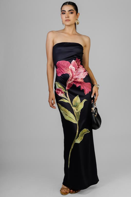 VESTIDO STRAPLESS FLOR