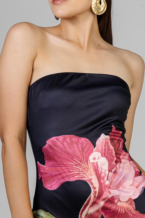 VESTIDO STRAPLESS FLOR