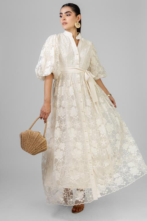 VESTIDO ORGANZA BORDADA