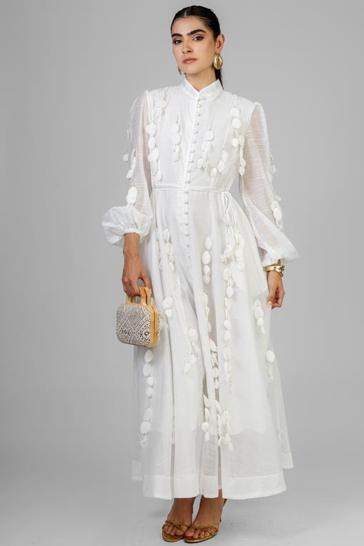 VESTIDO HOJAS BLANCAS