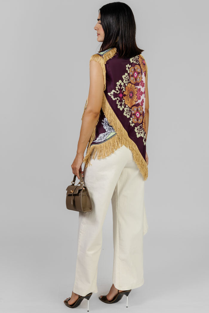 BLUSA ESTAMPADA CON FLECOS
