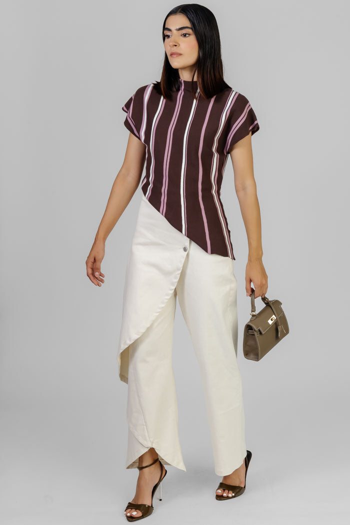BLUSA A RAYAS ASIMÉTRICA