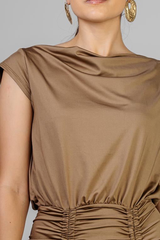 VESTIDO FRUNCES CAFE