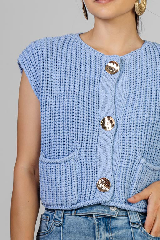 BLUSA TEJIDO BOTONES DORADO