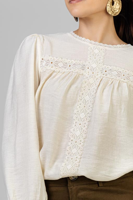 BLUSA BEIGE ENCAJES