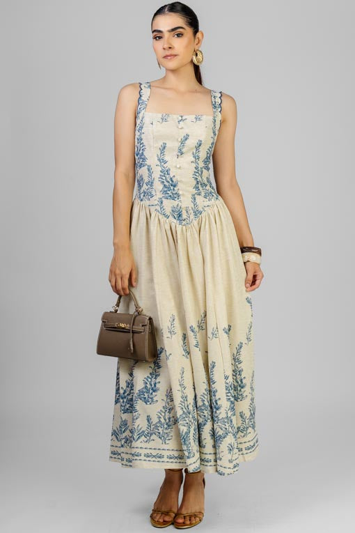 VESTIDO ESPIGAS AZUL
