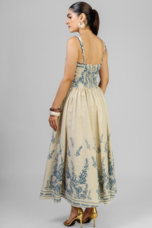 VESTIDO ESPIGAS AZUL
