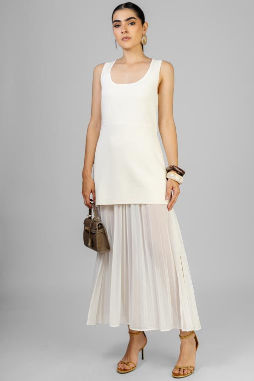 VESTIDO PUNTO FALDA PLISADA