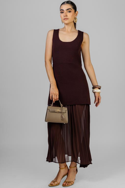 VESTIDO PUNTO FALDA PLISADA