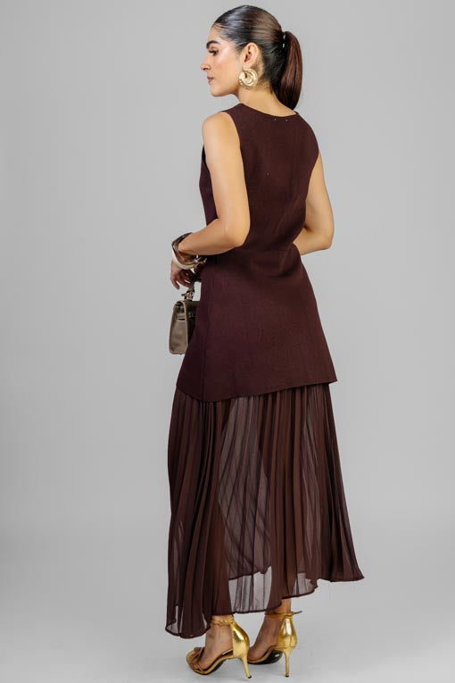 VESTIDO PUNTO FALDA PLISADA