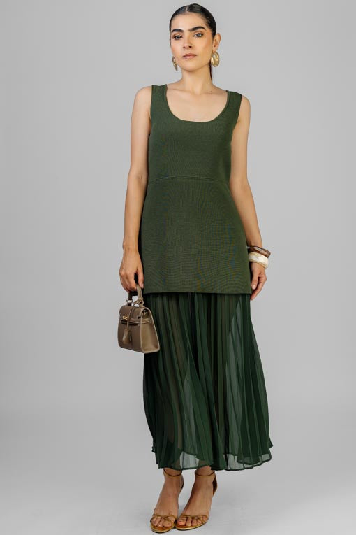 VESTIDO PUNTO FALDA PLISADA