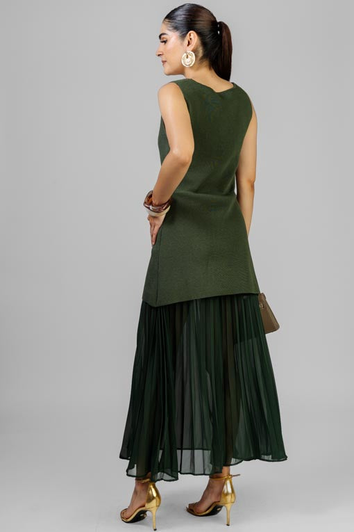 VESTIDO PUNTO FALDA PLISADA