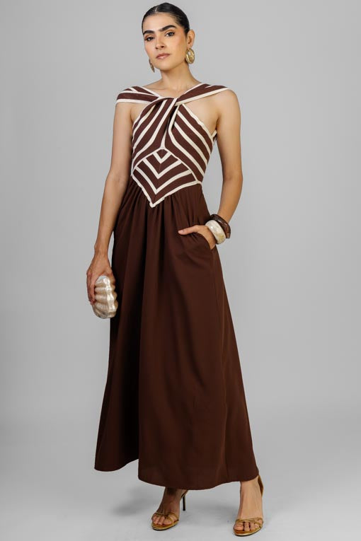 VESTIDO ESCOTE NUDO RAYAS
