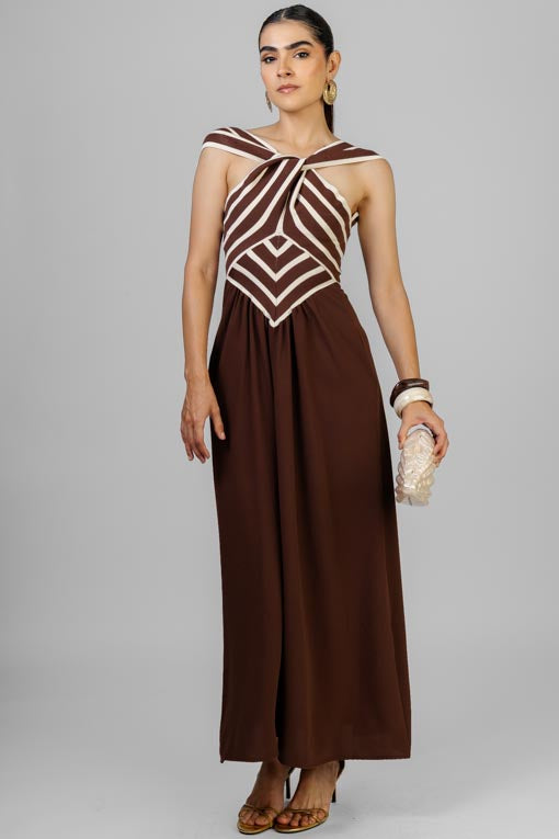 VESTIDO ESCOTE NUDO RAYAS