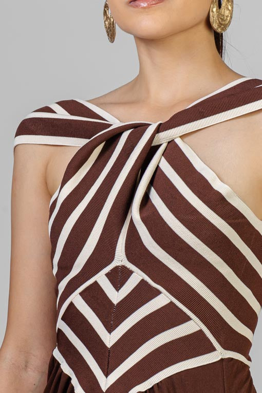 VESTIDO ESCOTE NUDO RAYAS