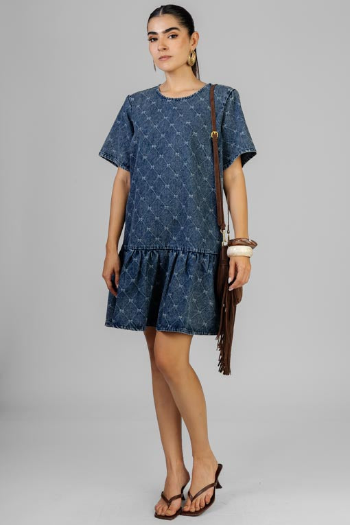 VESTIDO MEZCILLA MOÑITOS