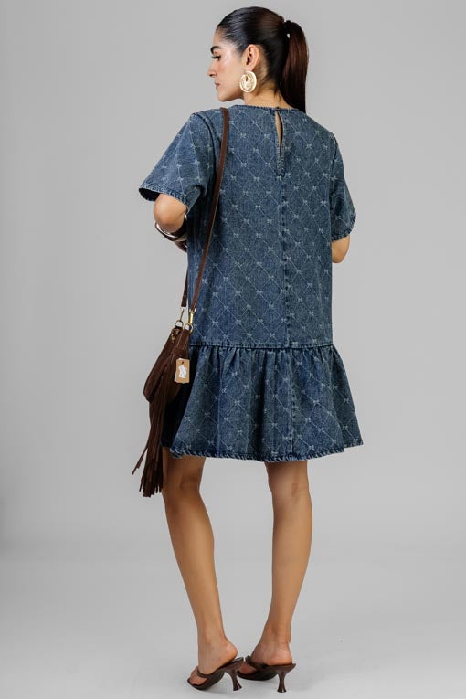 VESTIDO MEZCILLA MOÑITOS