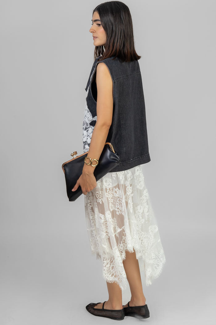 BLUSA DENIM CON ENCAJE