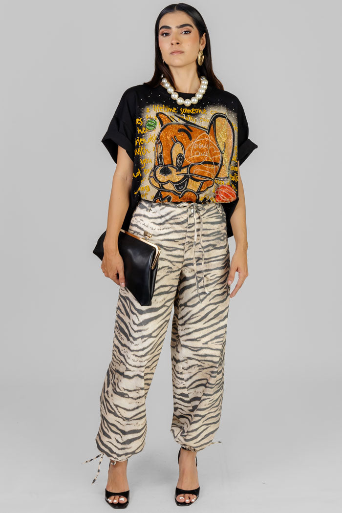 BLUSA NEGRA ESTAMPADA OVERSIZE