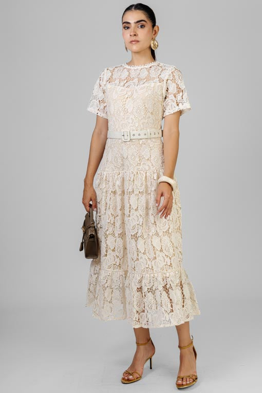 VESTIDO BEIGE GUIPUR