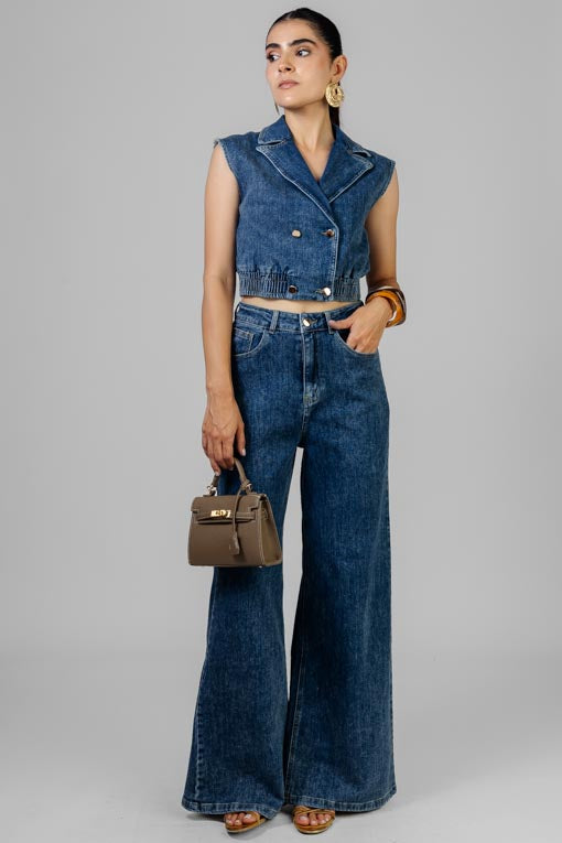 CONJUNTO DENIM CHALECO CORTO