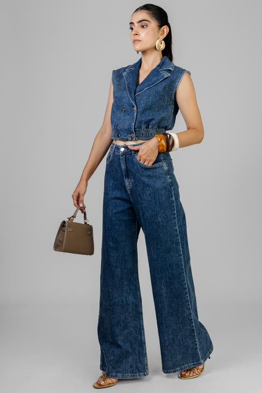 CONJUNTO DENIM CHALECO CORTO