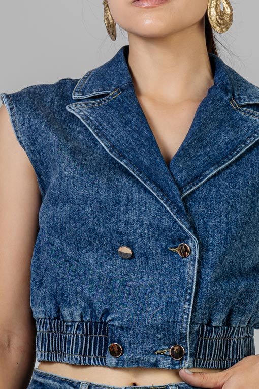 CONJUNTO DENIM CHALECO CORTO