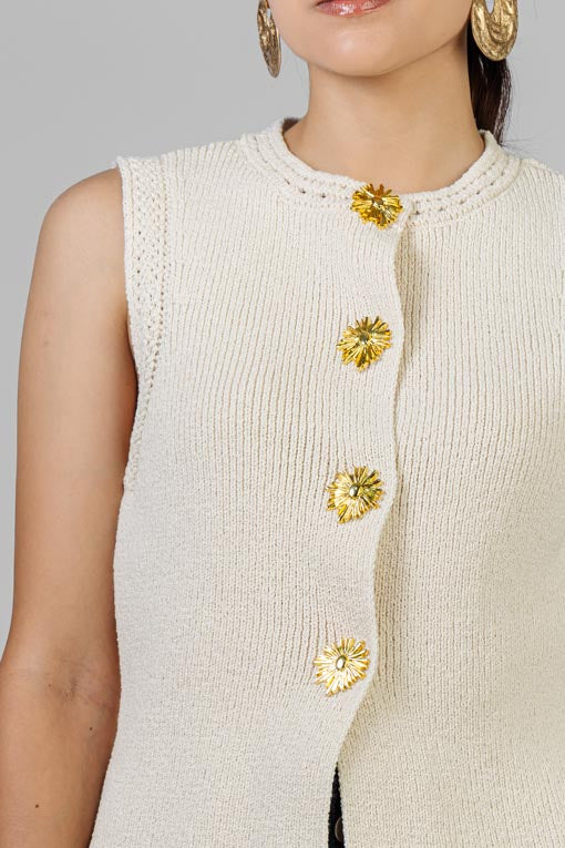 BLUSA TEJIDO BOTONES DORADO