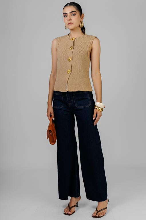 BLUSA TEJIDO BOTONES DORADO