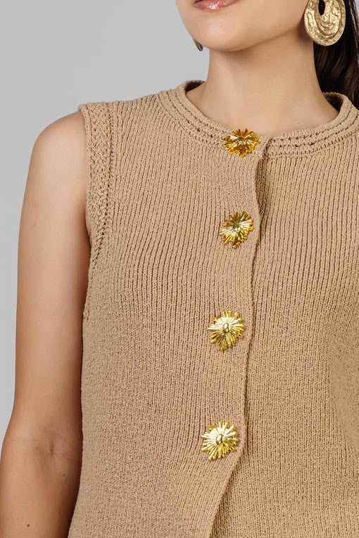 BLUSA TEJIDO BOTONES DORADO