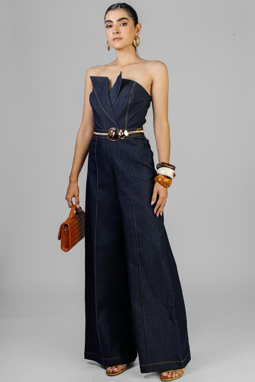 PALAZZO STRAPLESS DENIM