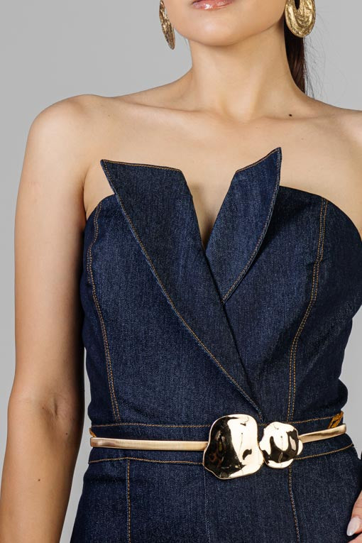 PALAZZO STRAPLESS DENIM