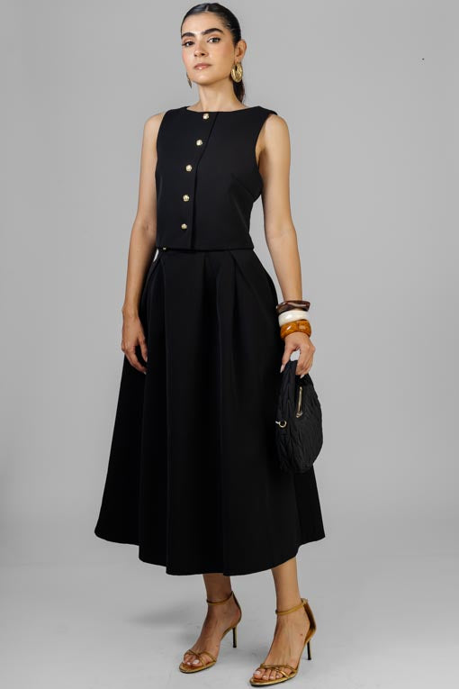 CONJUNTO BLUSA Y FALDA NEGRO