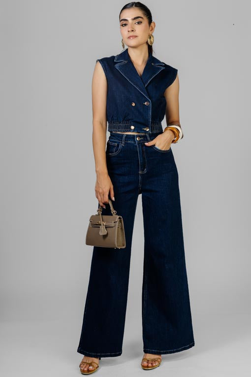 CONJUNTO DENIM CHALECO CORTO
