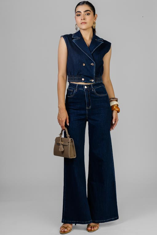 CONJUNTO DENIM CHALECO CORTO