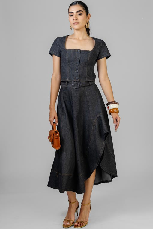 CONJUNTO DENIM FALDA ABERTURA