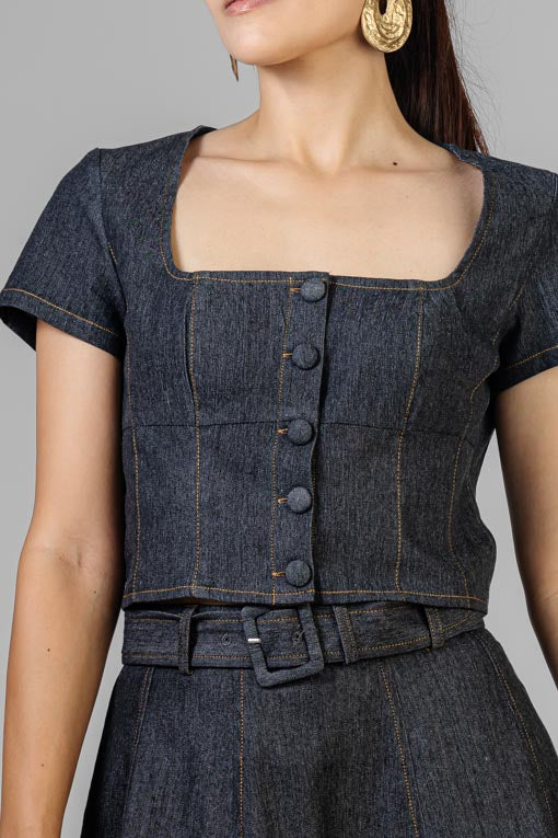 CONJUNTO DENIM FALDA ABERTURA