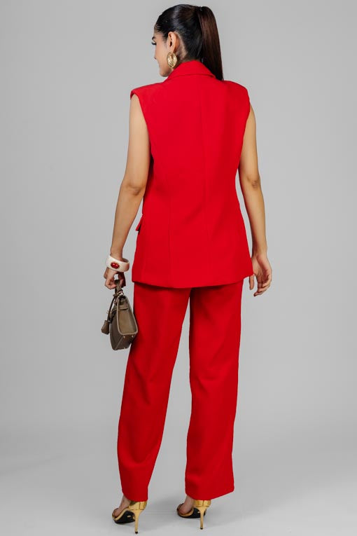 CONJUNTO CHALECO LARGO ROJO