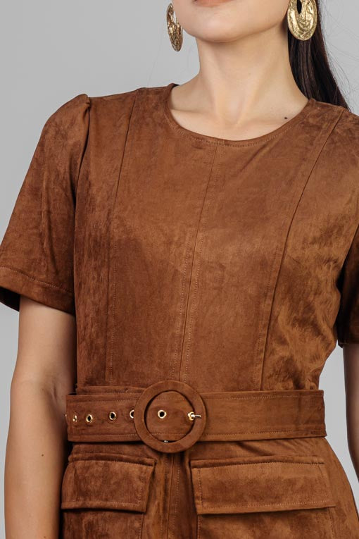 VESTIDO GAMUZA BOLSILLOS