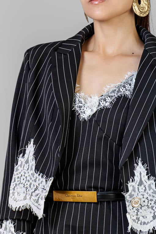 CONJUNTO VESTIDO Y SACO RAYAS