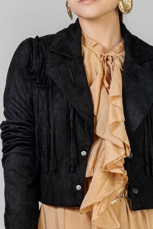 CHAQUETA CORTA GAMUZA FLECOS