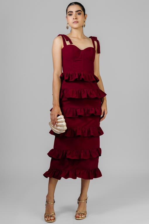 VESTIDO BURGUNDY LAZOS