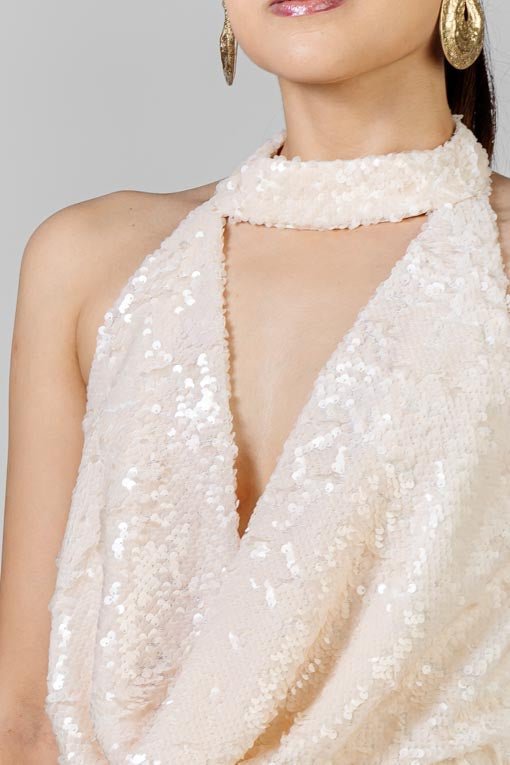 VESTIDO LENTEJUELA CHAMPAGNE