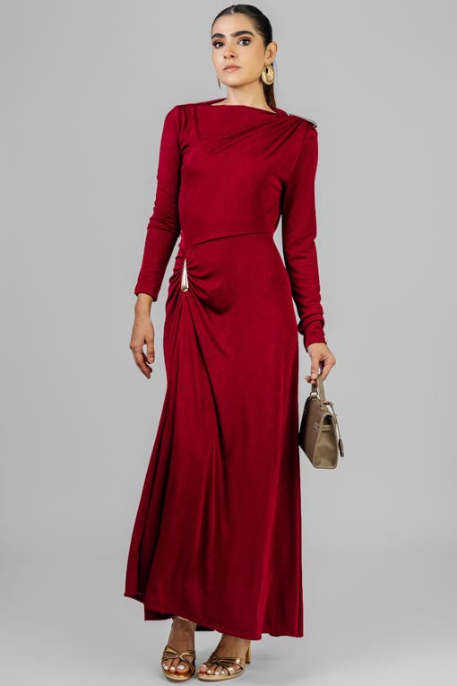 VESTIDO BURGUNDY MANGA LARGA