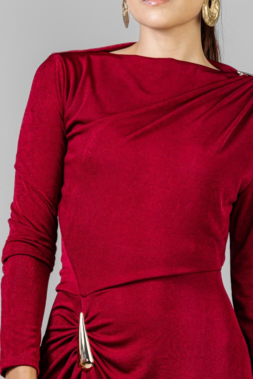 VESTIDO BURGUNDY MANGA LARGA