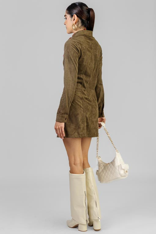 VESTIDO GAMUZA BORDADO