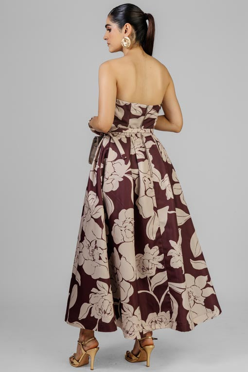 VESTIDO STRAPLESS FLORES