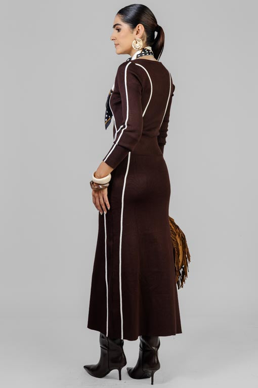 VESTIDO TEJIDO LINEAS BLANCO