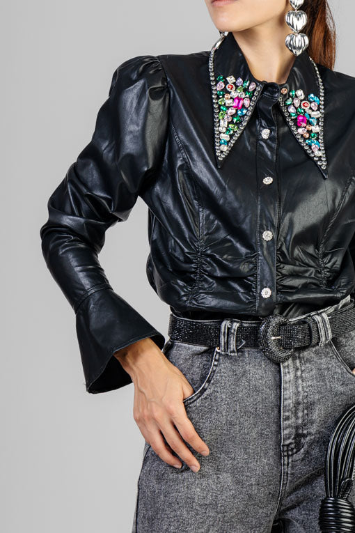 CAMISA VINIPIEL NEGRO