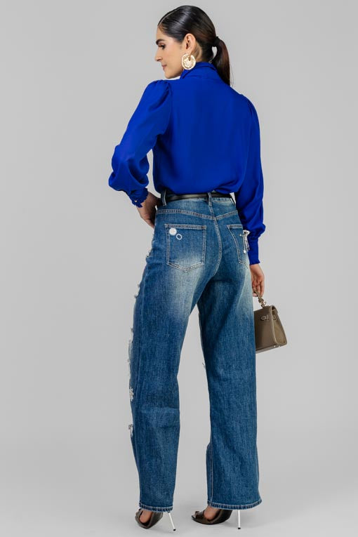 PANTALON BORDADO CRISTALES